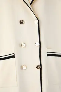 Trendyol Curve Ecru Jacket Collar Stripe Detailed Knitwear Jacket Look Cardigan - Image 8