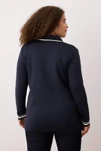 Trendyol Curve Navy Blue Jacket Collar Stripe Detailed Knitwear Jacket Look Cardigan - Image 5
