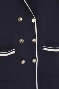 Trendyol Curve Navy Blue Jacket Collar Stripe Detailed Knitwear Jacket Look Cardigan - Image 7