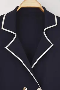 Trendyol Curve Navy Blue Jacket Collar Stripe Detailed Knitwear Jacket Look Cardigan - Image 8
