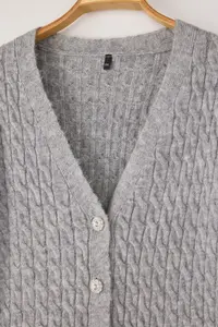 Trendyol Curve Gray Hair Braided Jewelry Buttoned Soft Feeling Knitwear Cardigan - Image 6