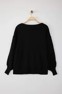Trendyol Curve Black Bow/Ribbon Detailed Knitwear Cardigan - Image 6
