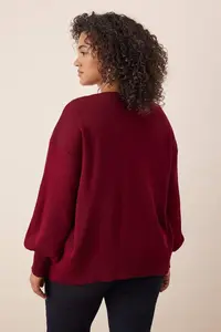Trendyol Curve Burgundy Bow/Ribbon Detailed Knitwear Cardigan - Image 4