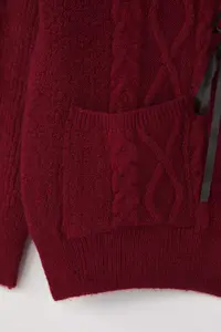Trendyol Curve Burgundy Ribbon/Bow Detailed Knitwear Cardigan - Image 7