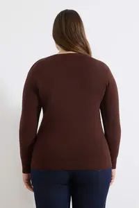 Trendyol Curve Brown Premium/Special Yarn Rose buttoned Jacket Look Knitwear Cardigan - Image 4