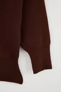 Trendyol Curve Brown Premium/Special Yarn Rose buttoned Jacket Look Knitwear Cardigan - Image 7