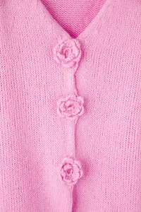 Trendyol Curve Pink Flower Detailed Knitwear Cardigan - Image 6