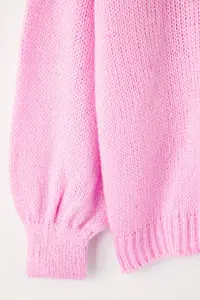 Trendyol Curve Pink Flower Detailed Knitwear Cardigan - Image 7