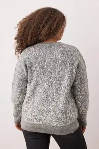 Trendyol Curve Anthracite Button Detailed Soft Textured Patterned Jacket Look Knitwear Cardigan - Image 4