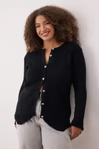 Trendyol Curve Black Crew Neck Jacket Look Knitwear Cardigan - Image 2