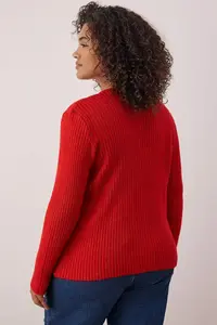 Trendyol Curve Red Crew Neck Jacket Look Knitwear Cardigan - Image 4