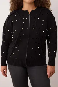 Trendyol Curve Black with bible Jacket Look Knitwear Cardigan - Image 3