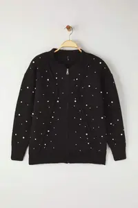 Trendyol Curve Black with bible Jacket Look Knitwear Cardigan - Image 5