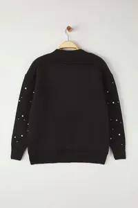 Trendyol Curve Black with bible Jacket Look Knitwear Cardigan - Image 7