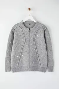 Trendyol Curve Gray with bible Jacket Look Knitwear Cardigan - Image 2