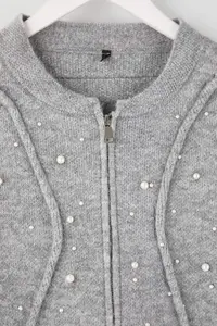 Trendyol Curve Gray with bible Jacket Look Knitwear Cardigan - Image 3