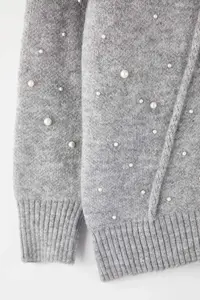Trendyol Curve Gray with bible Jacket Look Knitwear Cardigan - Image 4