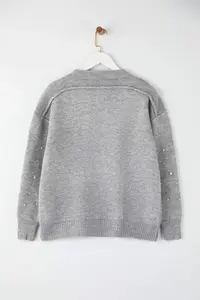 Trendyol Curve Gray with bible Jacket Look Knitwear Cardigan - Image 5