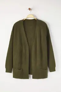 Trendyol Curve Khaki Soft textured Pocket Detail Knitwear Cardigan - Image 5