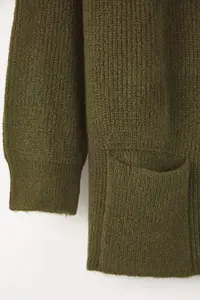 Trendyol Curve Khaki Soft textured Pocket Detail Knitwear Cardigan - Image 6