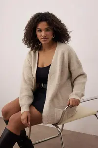 Trendyol Curve Stone Soft textured Pocket Detail Knitwear Cardigan - Image 2