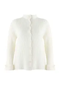 Trendyol Curve Ecru Soft textured Dog collar Knitwear Cardigan - Image 2