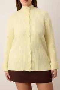 Trendyol Curve Yellow Soft textured Dog collar Knitwear Cardigan - Image 3