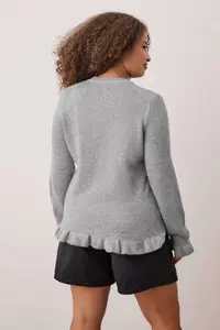 Trendyol Curve Light Gray Button & Flywheel Detailed Soft textured Knitwear Cardigan - Image 4