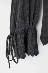 Trendyol Curve Anthracite Mercerized Look Ribbed Polo Shirt Collar Knitwear Cardigan - Image 6