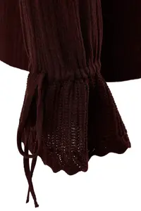 Trendyol Curve Burgundy Mercerized Look Ribbed Polo Shirt Collar Knitwear Cardigan - Image 6
