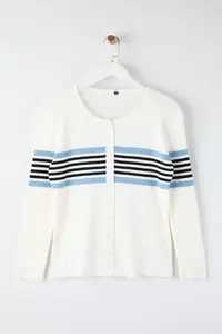 Trendyol Curve Navy Blue-Ecru Ribbed Bisiklet & Polo Shirt Collar 2 Sets Paket Knitwear Cardigan - Image 11