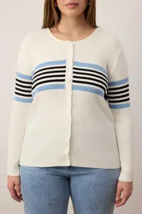 Trendyol Curve Navy Blue-Ecru Ribbed Bisiklet & Polo Shirt Collar 2 Sets Paket Knitwear Cardigan - Image 6