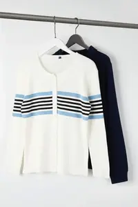Trendyol Curve Navy Blue-Ecru Ribbed Bisiklet & Polo Shirt Collar 2 Sets Paket Knitwear Cardigan - Image 8