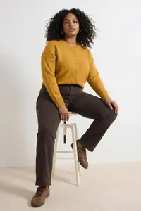 Trendyol Curve Wardrobe Essentials Mustard Alpaca Wool Blend Basic Knitwear Cardigan