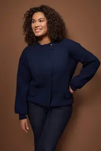 Trendyol Curve Navy Blue Premium Yarn/Special Yarn Coat Look Knitwear Cardigan - Image 2