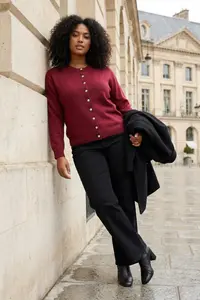 Trendyol Curve Burgundy Basic Cardigan-Blouse 2 Sets Set Knitwear Cardigan - Image 2
