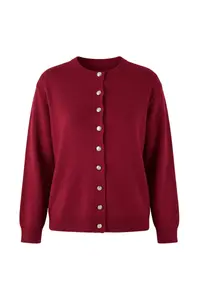 Trendyol Curve Burgundy Basic Cardigan-Blouse 2 Sets Set Knitwear Cardigan - Image 3