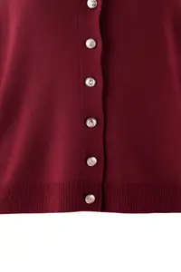 Trendyol Curve Burgundy Basic Cardigan-Blouse 2 Sets Set Knitwear Cardigan - Image 4