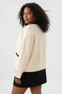 Trendyol Curve Ecru Stripe Detailed Knitwear 2 Sets Blouse-Cardigan Set - Image 3