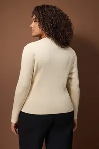 Trendyol Curve Light Yellow Special Yarn Ribbed Knitwear Cardigan - Image 4