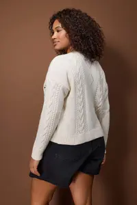 Trendyol Curve Ecru Ribbon Detailed Flower Embroidered Hair Knitting Knitwear Cardigan - Image 4