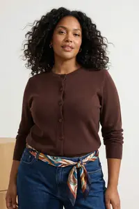 Trendyol Curve Brown Woolly Jacket Look Knitwear Cardigan