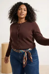 Trendyol Curve Brown Woolly Jacket Look Knitwear Cardigan - Image 2