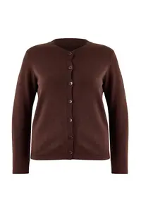 Trendyol Curve Brown Woolly Jacket Look Knitwear Cardigan - Image 4