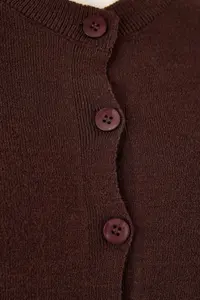 Trendyol Curve Brown Woolly Jacket Look Knitwear Cardigan - Image 5