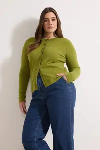Trendyol Curve Green Woolly Jacket Look Knitwear Cardigan - Image 2