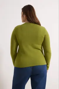 Trendyol Curve Green Woolly Jacket Look Knitwear Cardigan - Image 4