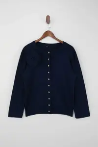Trendyol Curve Navy Blue Floral Cotton Basic Knitwear Cardigan - Image 4