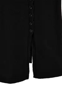 Trendyol Curve Black Soft textured V-neck Cardigan/Dress Dual Use Knitwear Cardigan - Image 3