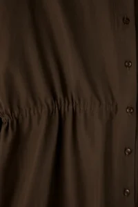 Trendyol Curve Brown Shirred Long Sleeve Weaving Plus Size Shirt - Image 6